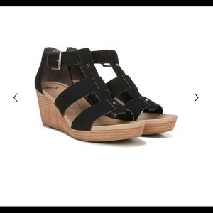 Dr Scholls Black Barton Wedge Sandals